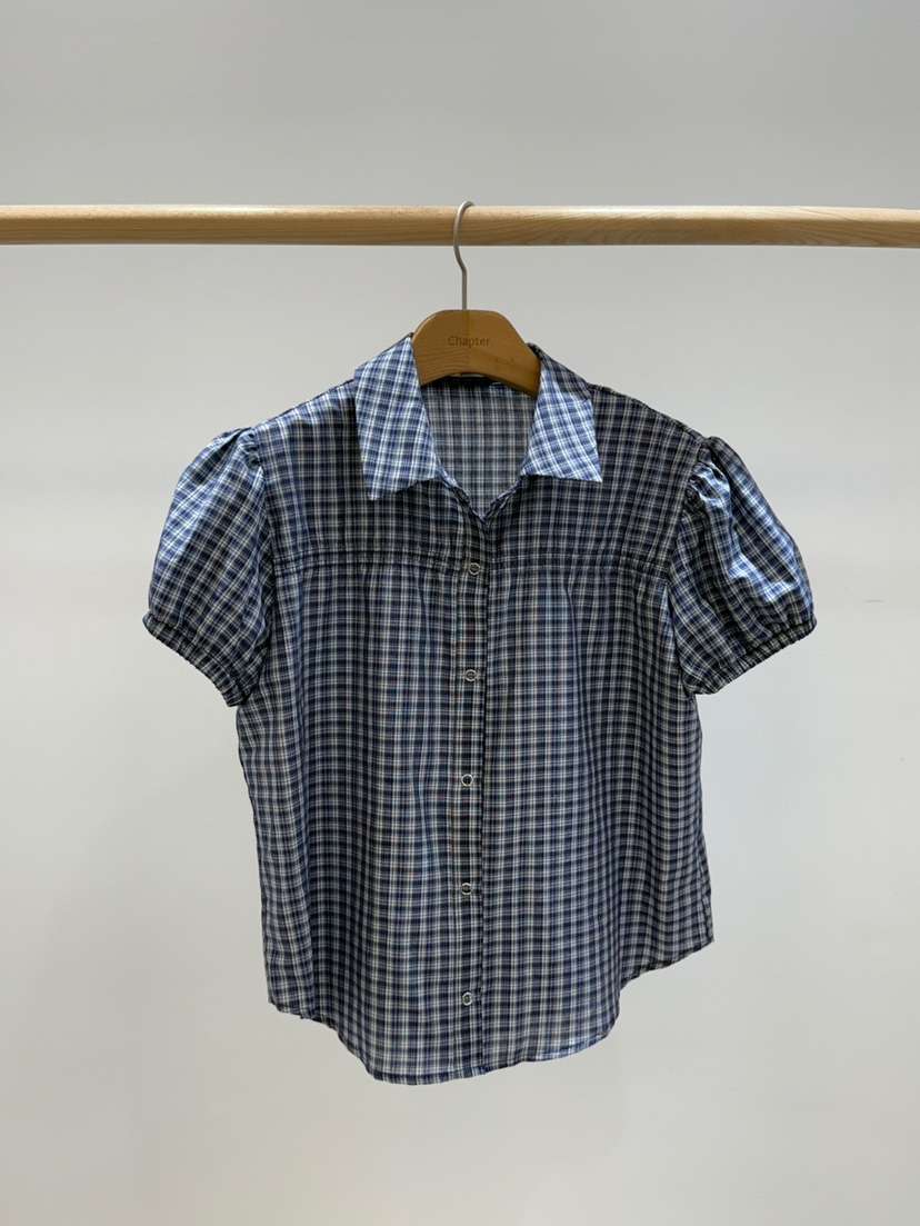 BY CHAPTER韓國代購㊣女裝新品真品25春夏職業襯衫蕾絲衫格紋Chapter襯衫/蕾絲衫