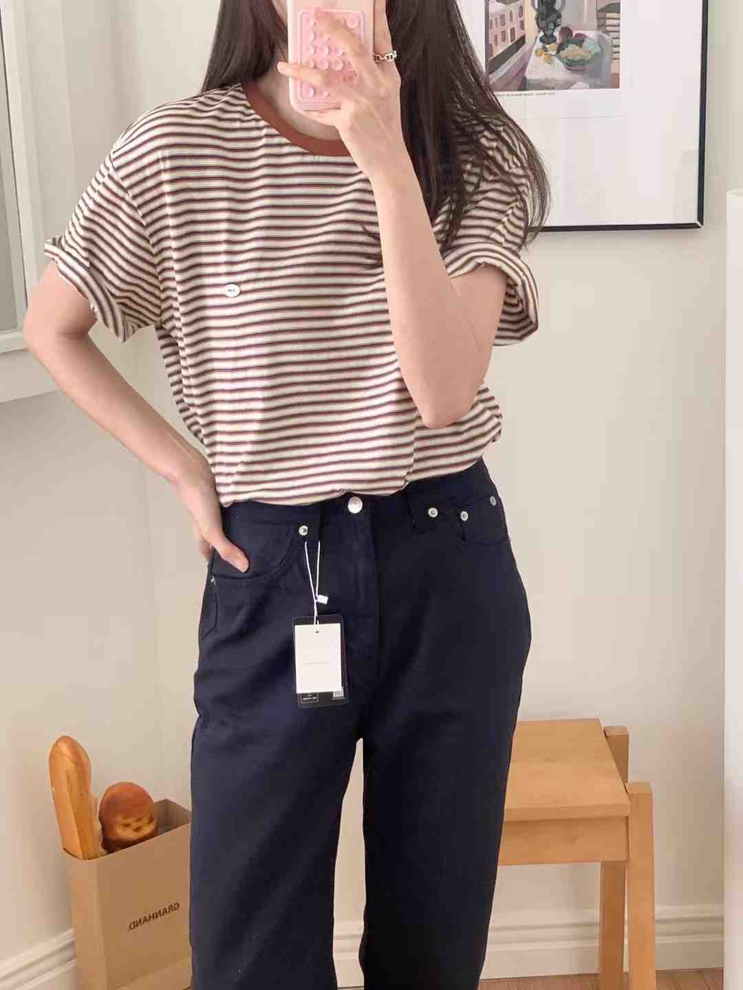 SLEEK-슬릭-OT東大門㊣直郵女士新品人氣熱賣25春夏T恤條紋SLEEKT恤