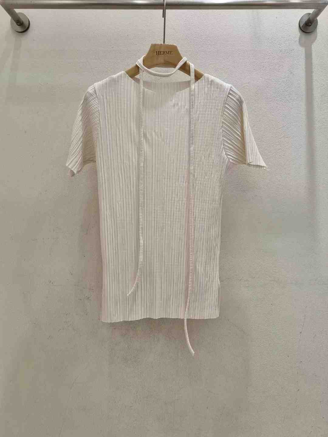 HERME韓國代購㊣女裝新品時尚真品休閑襯衫蕾絲衫含腰繩褶皺HERME襯衫/蕾絲衫
