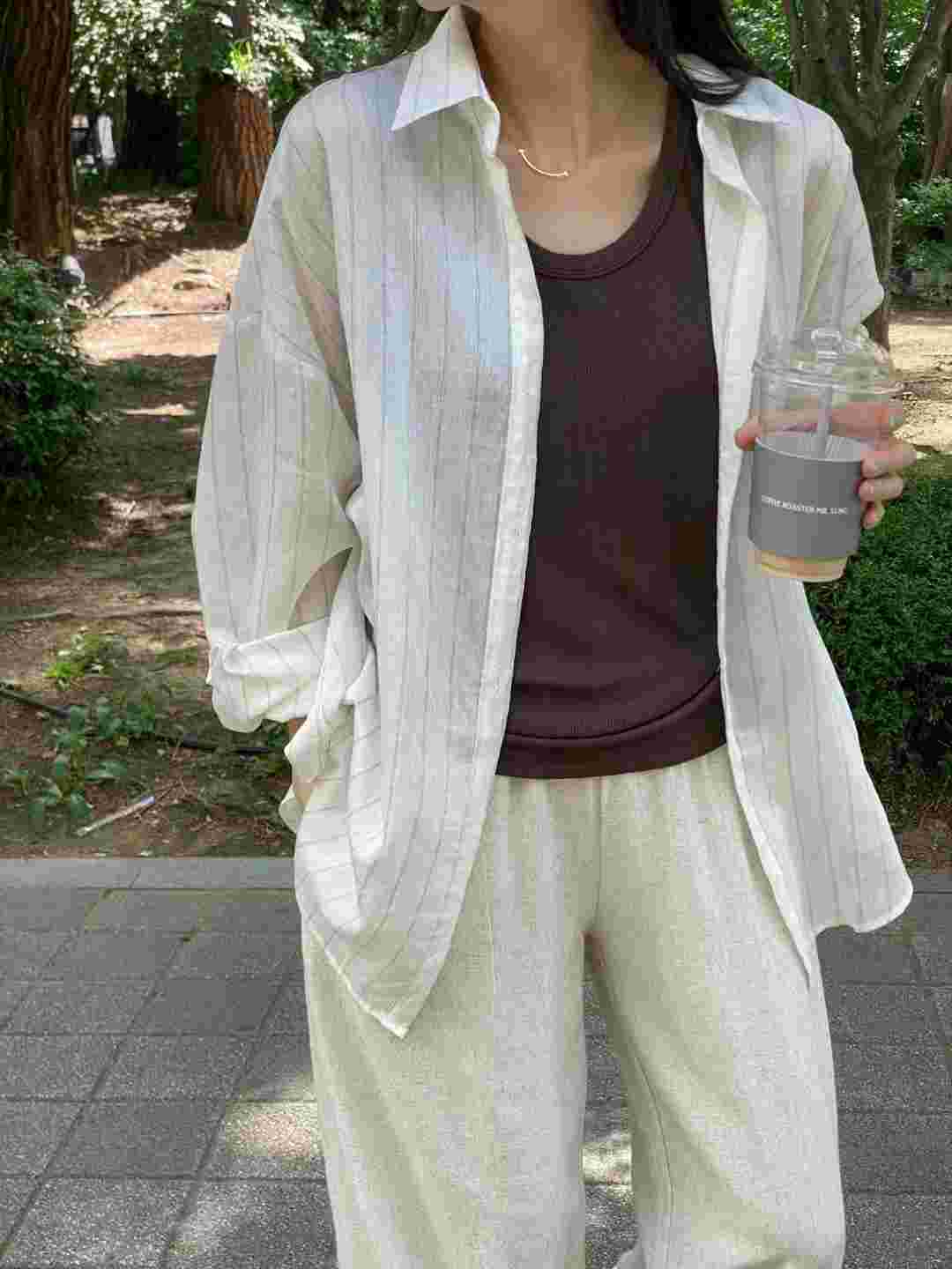 1mm韓國直郵㊣女士新款時尚職業推薦熱賣25春夏人氣襯衫蕾絲衫1mm襯衫/蕾絲衫