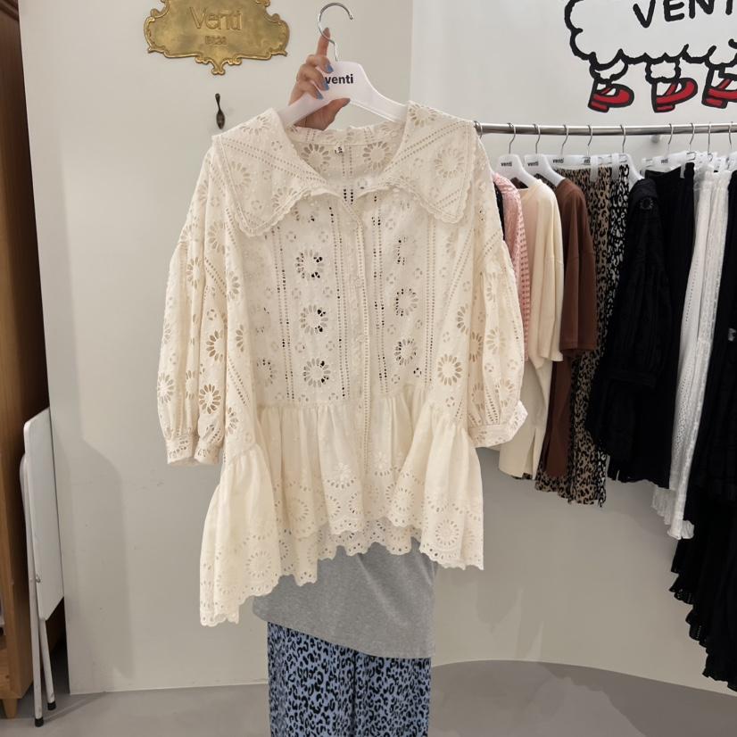 VENTI東大門㊣直郵女裝新品休閑熱賣職業25春夏真品襯衫蕾絲衫VENTI襯衫/蕾絲衫