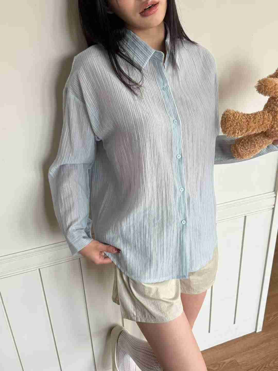 ONTHEMOOD東大門㊣實拍女士新品25春夏熱賣時尚推薦襯衫蕾絲衫RIPPLE襯衫/蕾絲衫