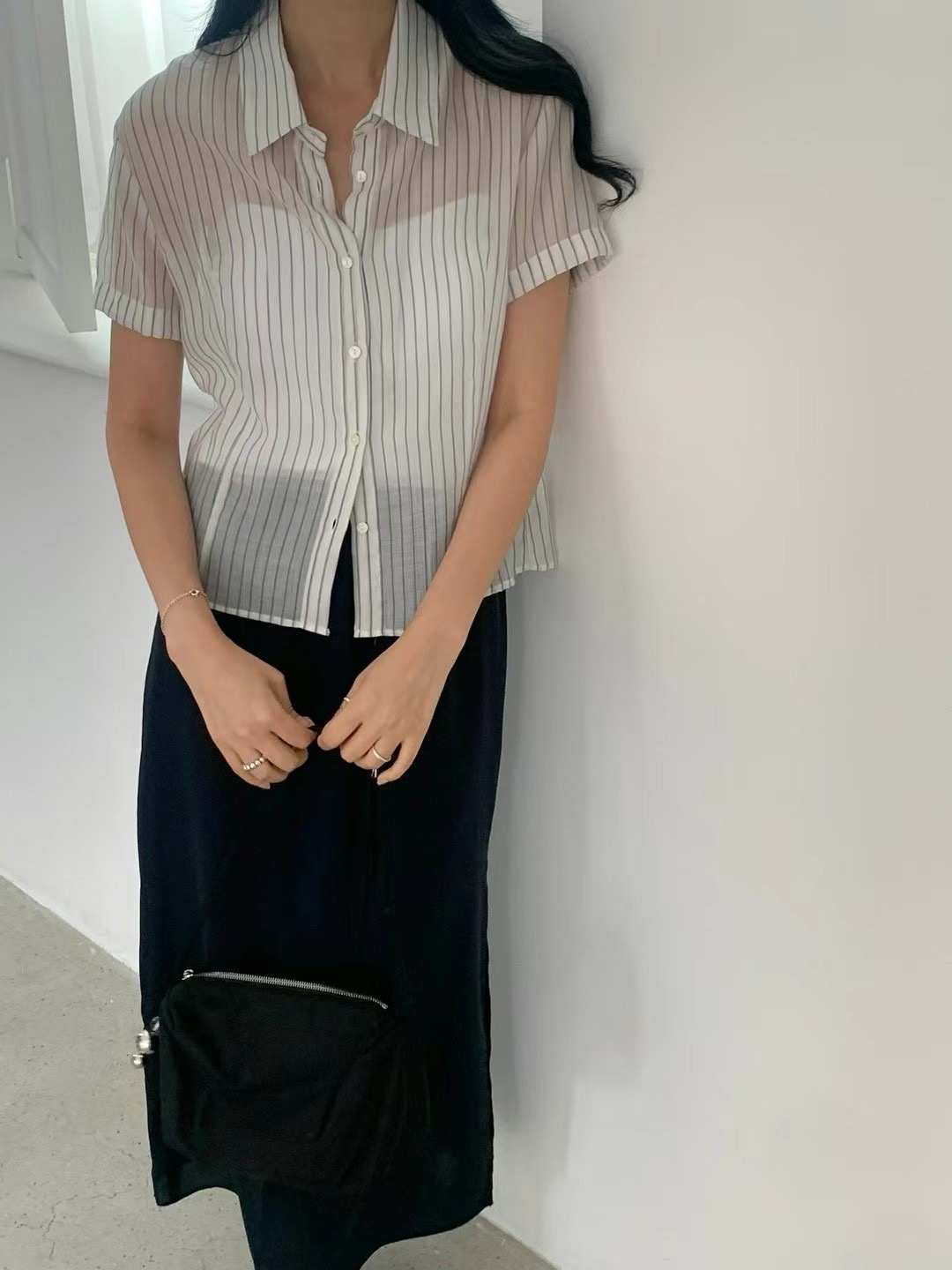 FLAT WHITE韓國直郵㊣女裝新品熱賣休閑25春夏人氣襯衫蕾絲衫FLAT WHITE襯衫/蕾絲衫