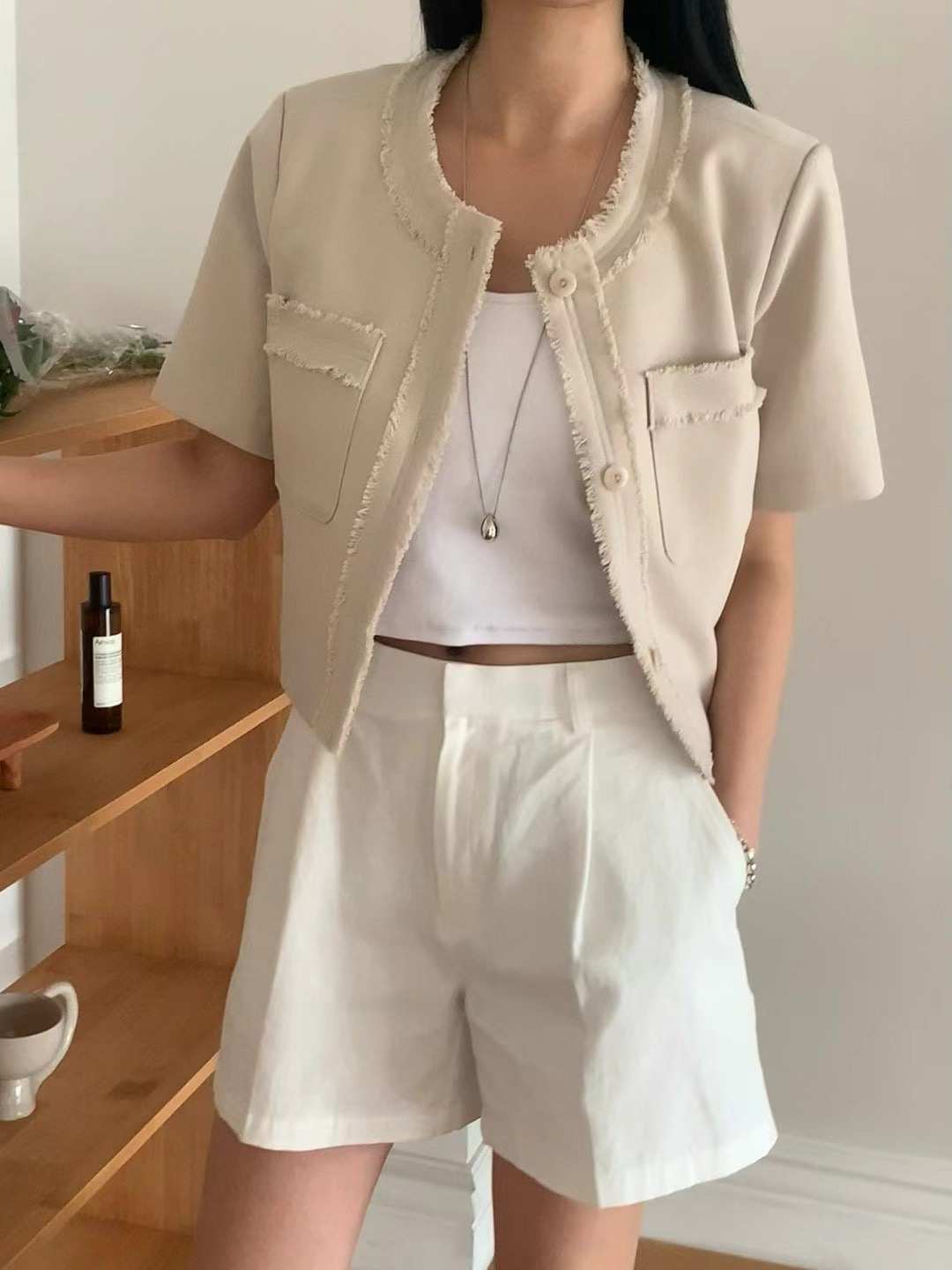 FLAT WHITE韓國直郵㊣女裝新品職業人氣推薦熱賣25春夏夾克FLAT WHITE夾克