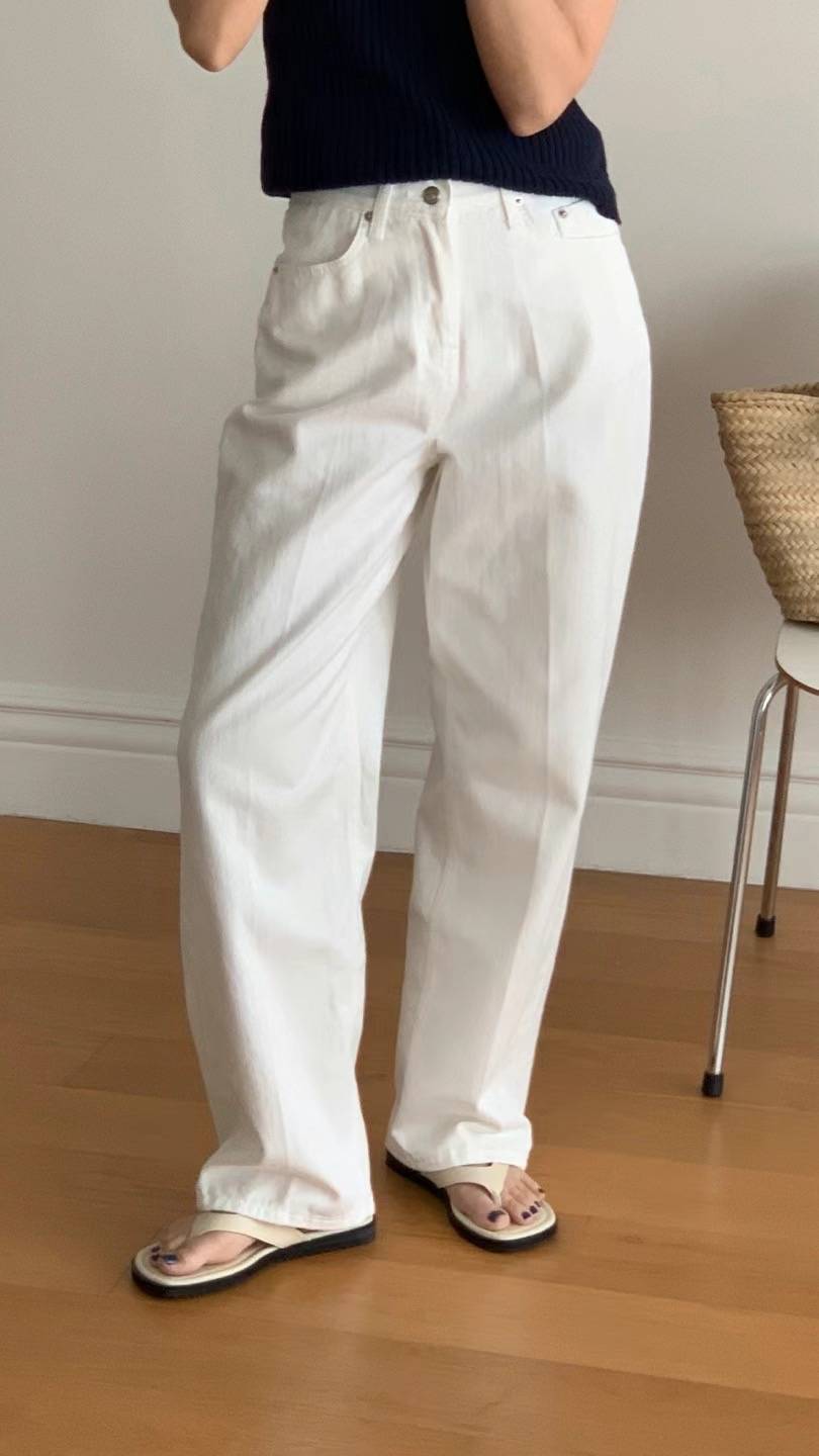 FLAT WHITE東大門㊣代購女裝新品休閑25春夏職業熱賣牛仔褲FLAT WHITE牛仔褲