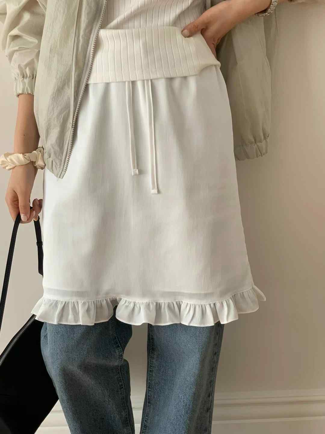 FLAT WHITE韓國直郵㊣女士新款時尚休閑真品熱賣半身裙中短裙FLAT WHITE半身裙/中短裙