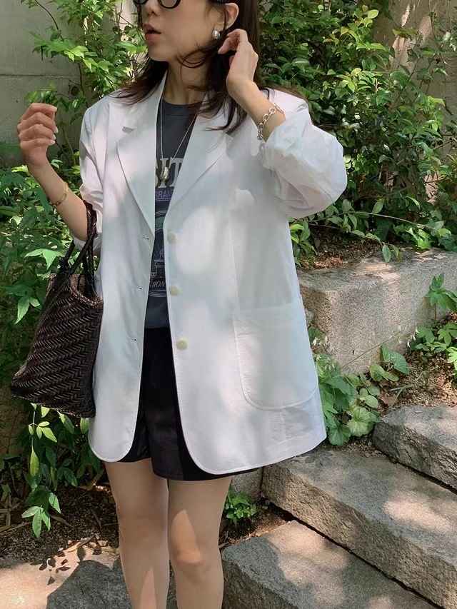 FLAT WHITE韓國代購㊣女裝新款休閑真品時尚人氣熱賣職業夾克FLAT WHITE夾克