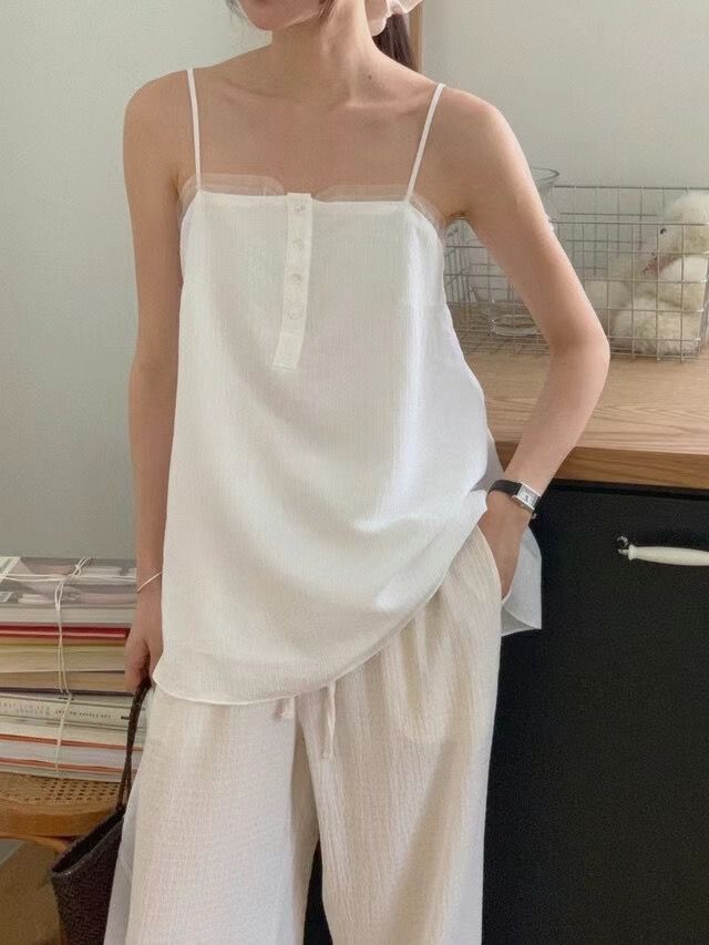 FLAT WHITE韓國直郵㊣女裝新款真品推薦休閑熱賣職業吊帶背心FLAT WHITE吊帶/背心