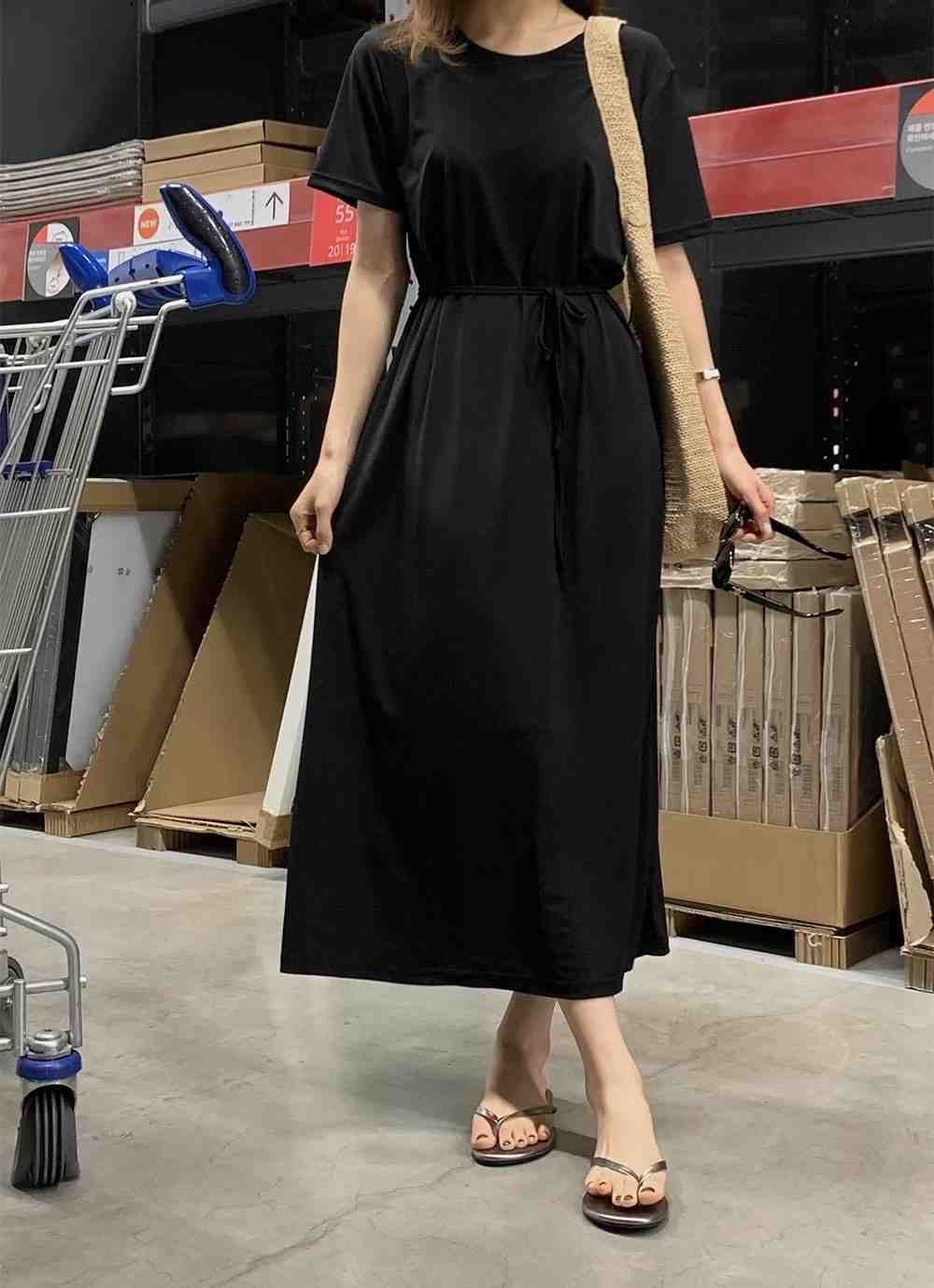 AND韓國直郵㊣女裝新款職業25春夏休閑時尚真品連衣裙含腰繩AND連衣裙