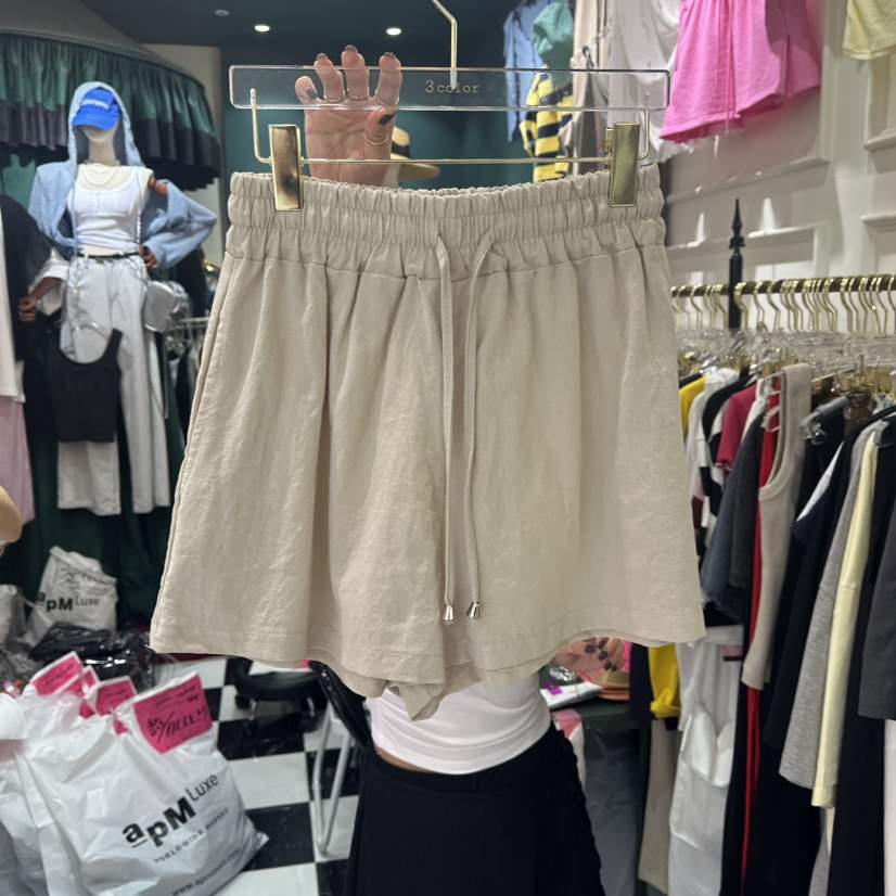 3COLOR東大門㊣實拍女士新品時尚短褲亞麻Three color短褲