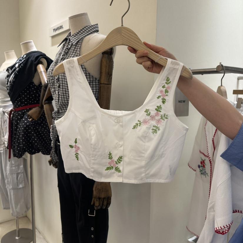 TOMGIRL韓國代購㊣女士新品真品休閑25春夏熱賣吊帶背心刺繡TOMGIRL吊帶/背心