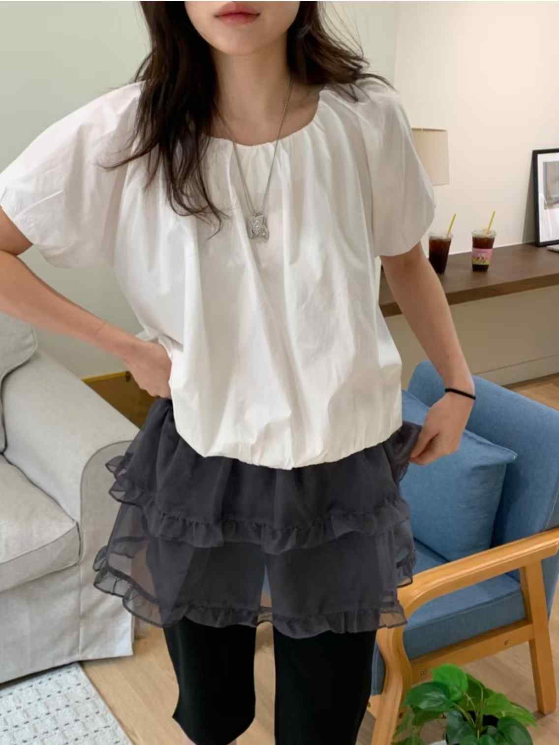 ALL OF US東大門㊣直郵女士新品真品時尚25春夏襯衫蕾絲衫ALL OF US襯衫/蕾絲衫