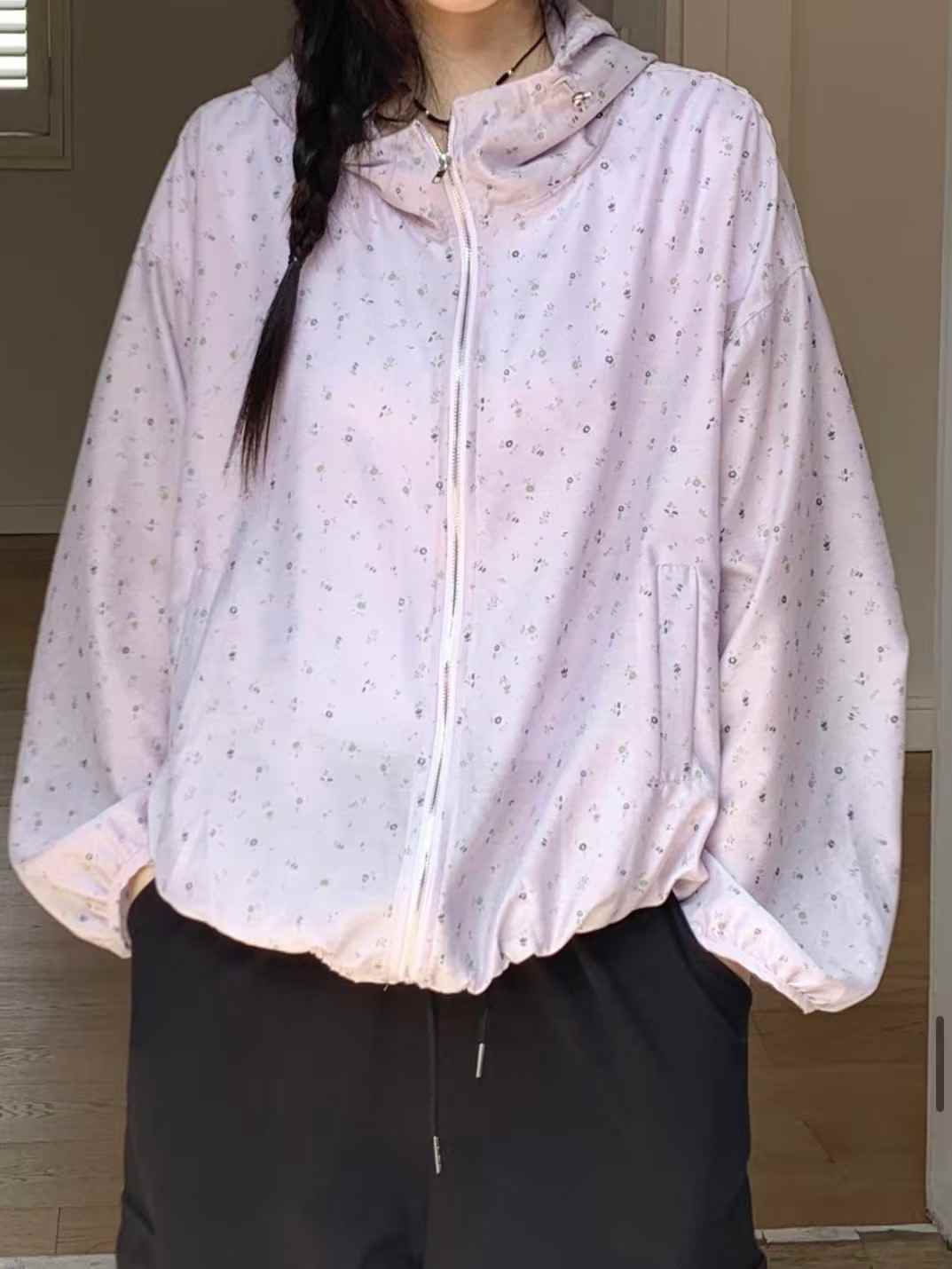 SECOND OTHER韓國代購㊣女士新品時尚職業夾克拉鏈花朵兜帽SECOND OTHER夾克