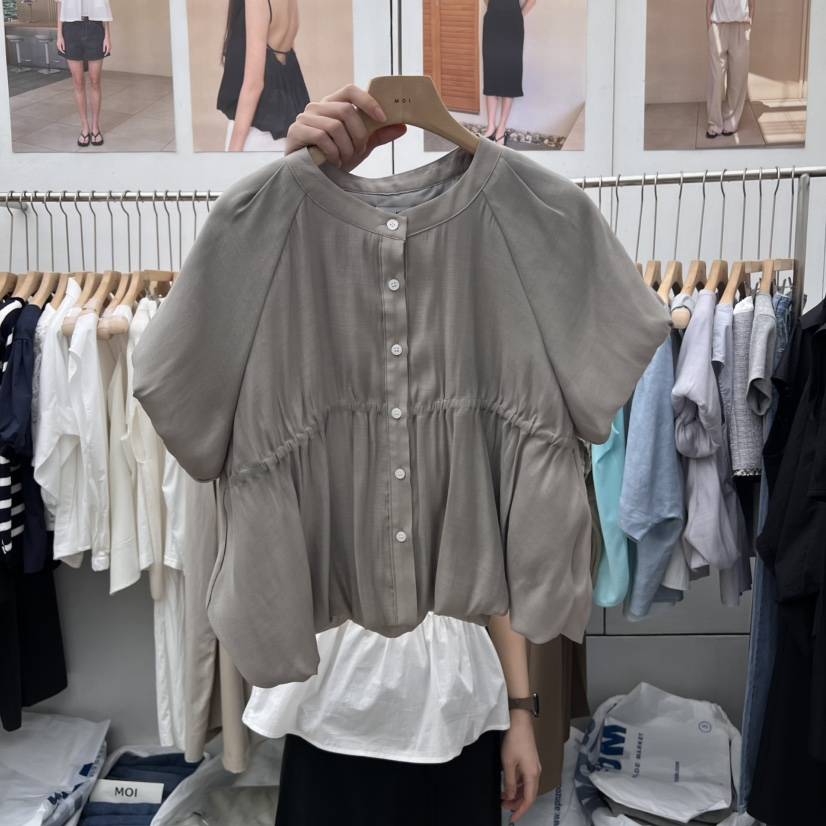 MOI-A韓國直郵㊣女裝新品25春夏真品職業熱賣休閑襯衫蕾絲衫MOI-A襯衫/蕾絲衫