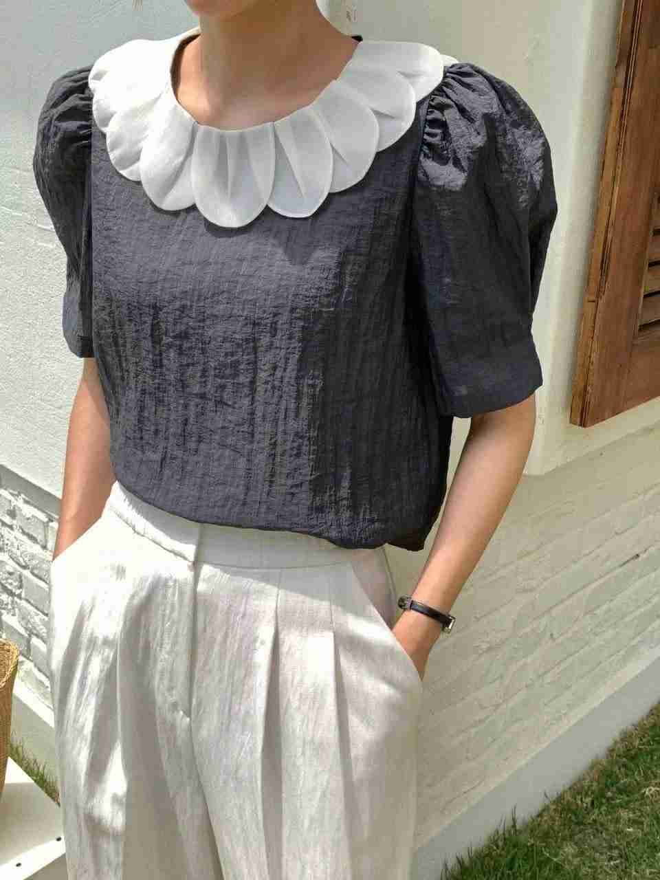 NOON韓國直郵㊣女裝新款真品人氣推薦職業時尚休閑襯衫蕾絲衫NOON襯衫/蕾絲衫