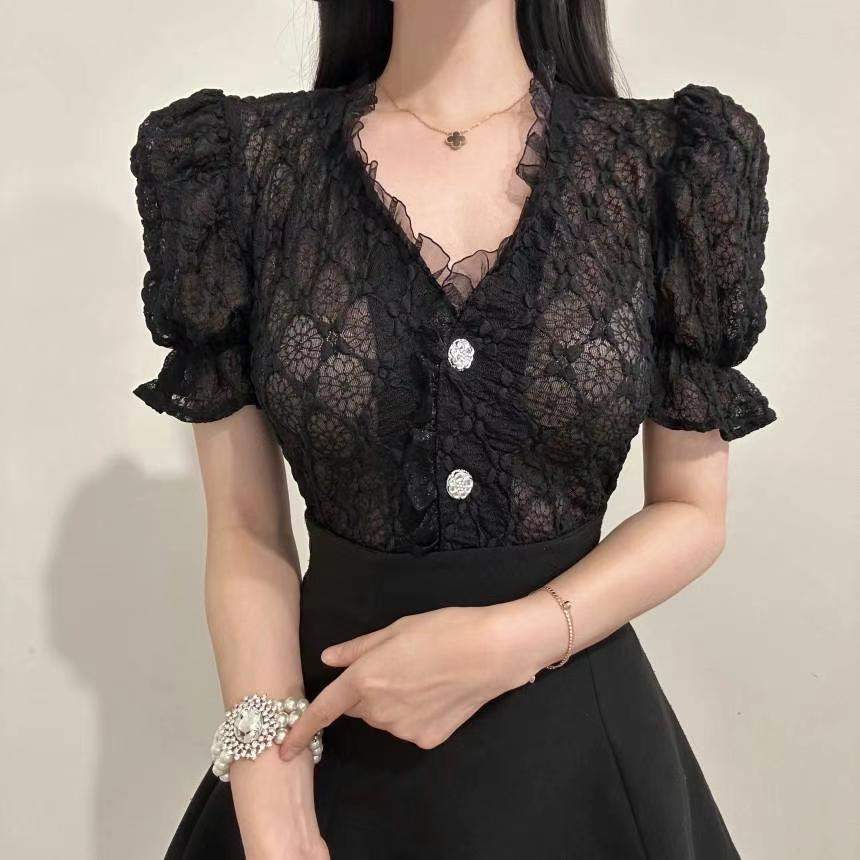 SUGAR-슈가-T東大門㊣代購女裝新品人氣時尚25春夏襯衫蕾絲衫SUGAR襯衫/蕾絲衫