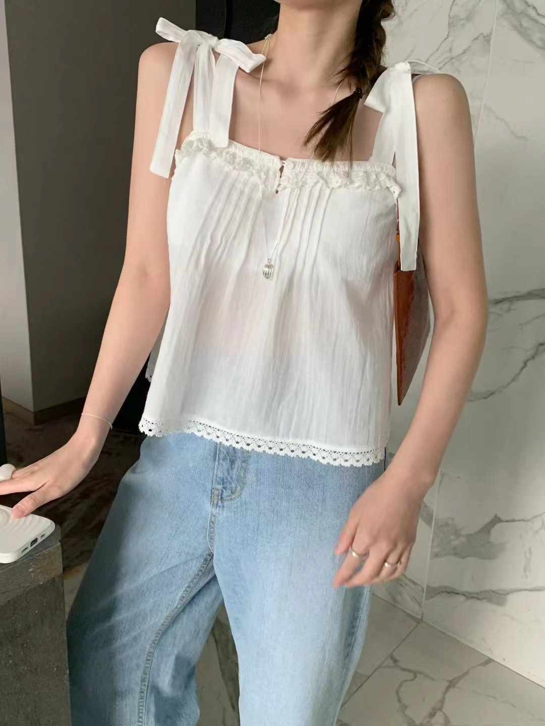 MELLOUNGE-멜라운지-T東大門㊣代購女士新品25春夏吊帶背心緊身MELLOUNGE-T吊帶/背心