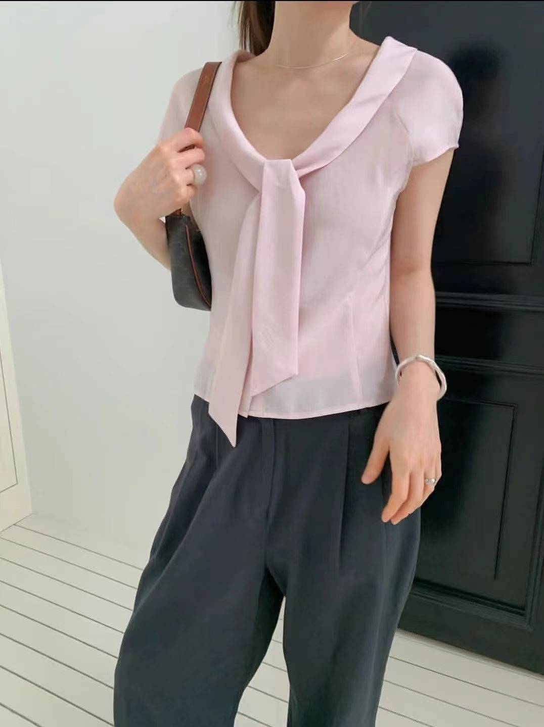 WEARRAW韓國代購㊣女裝新款25春夏職業休閑人氣時尚襯衫蕾絲衫WEARRAW襯衫/蕾絲衫