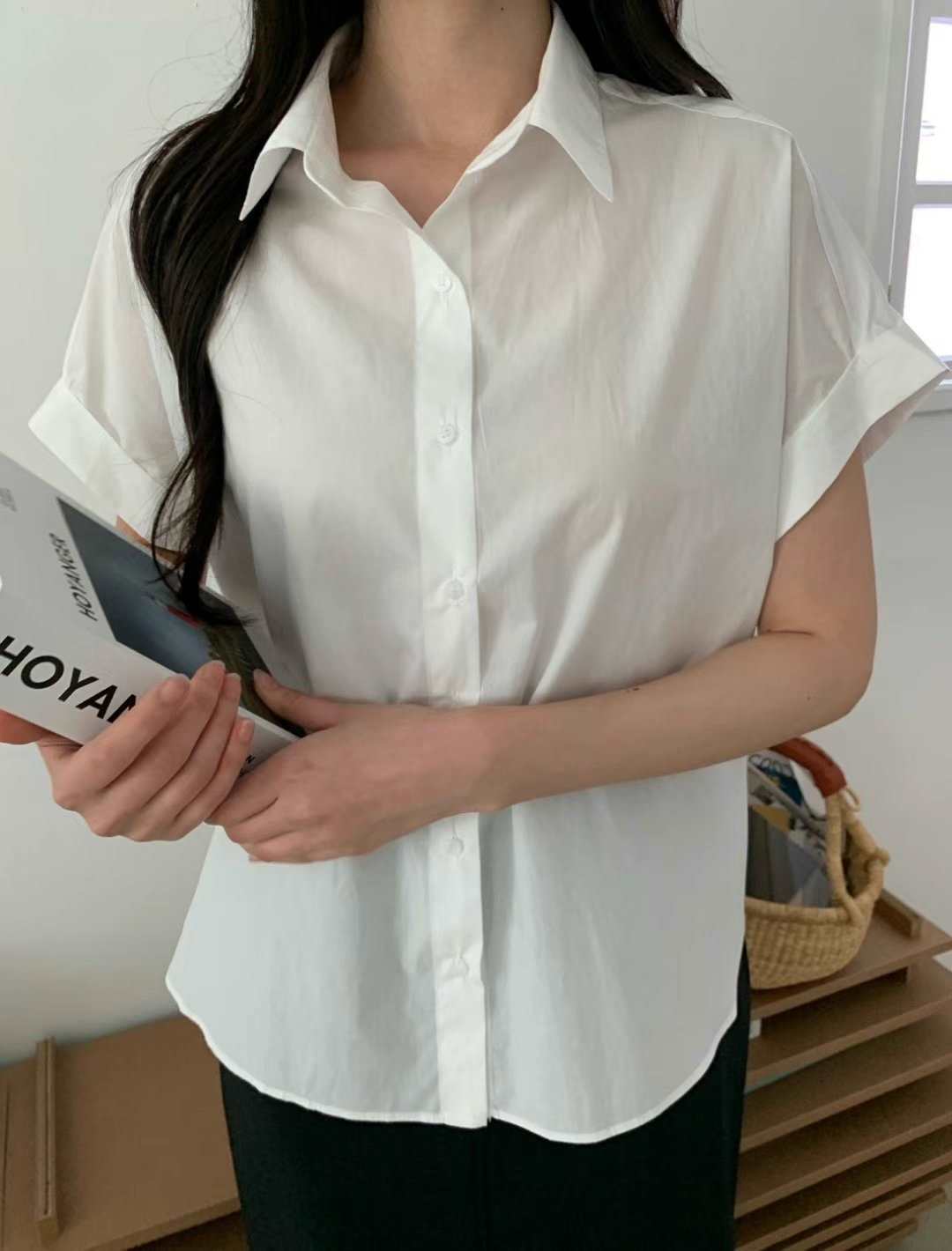 ALLU韓國直郵㊣女裝新品熱賣職業推薦時尚人氣25春夏襯衫蕾絲衫ALLU襯衫/蕾絲衫