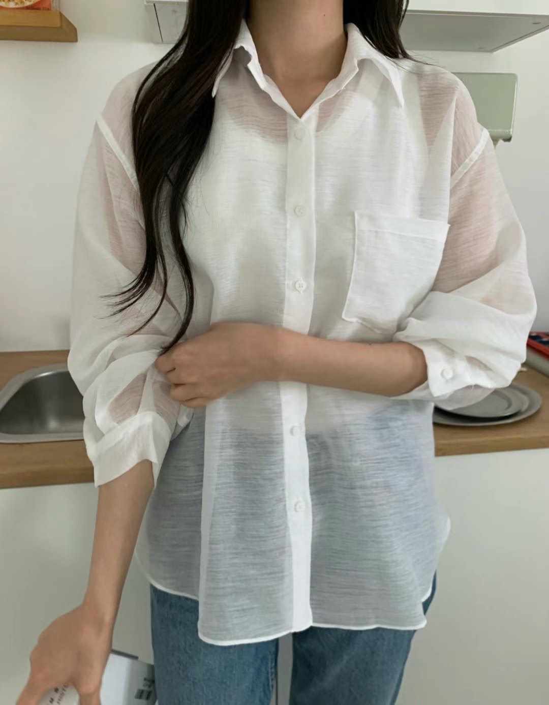 ALLU韓國直郵㊣女士新品休閑時尚人氣25春夏職業襯衫蕾絲衫ALLU襯衫/蕾絲衫