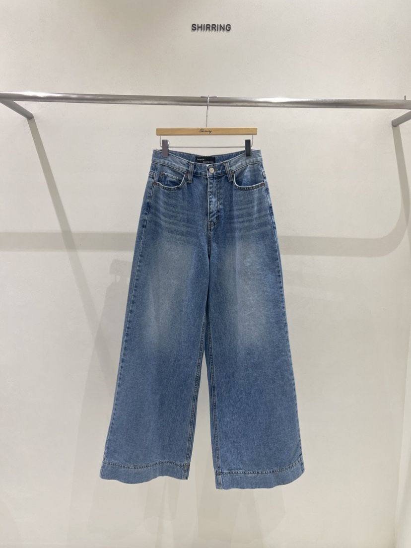 SHIRRING韓國代購㊣女裝新品時尚熱賣人氣推薦休閑牛仔褲打折SHIRRING牛仔褲