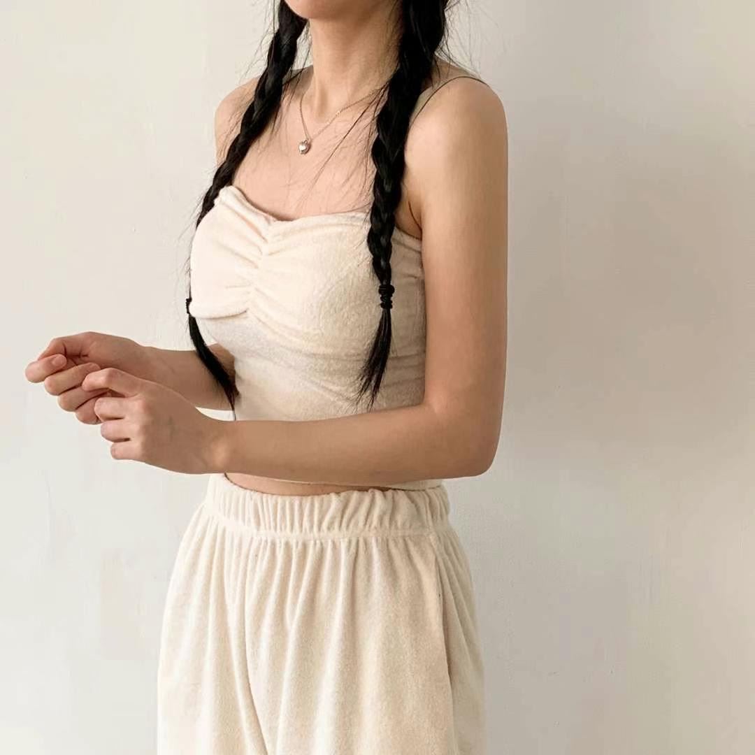 WOO SUNG東大門㊣代購女裝新款熱賣25春夏推薦吊帶背心褶皺WOO SUNG吊帶/背心