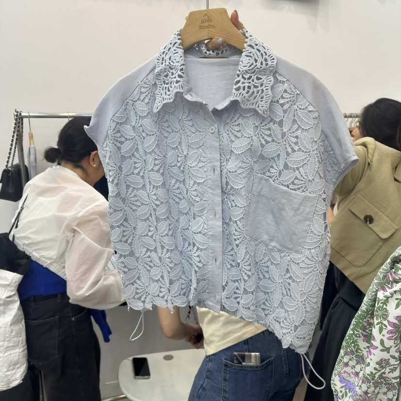 ABLESTUDIO東大門㊣代購女士新品人氣襯衫蕾絲衫荷葉邊蕾絲ABLE STUDIO襯衫/蕾絲衫