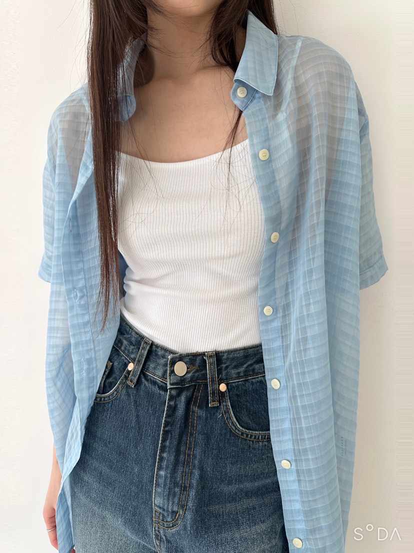 CYLINDER東大門㊣代購女裝新款時尚人氣推薦襯衫蕾絲衫格紋CYLINDER襯衫/蕾絲衫