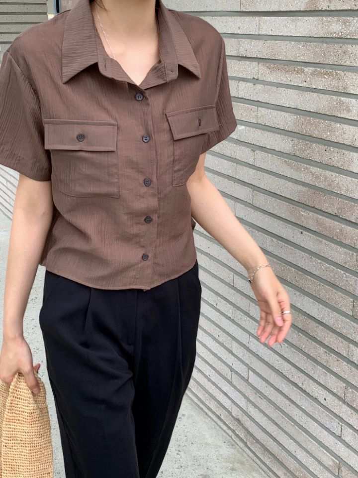 DOIT東大門㊣代購女裝新品休閑職業人氣25春夏襯衫蕾絲衫羅紋DOIT襯衫/蕾絲衫