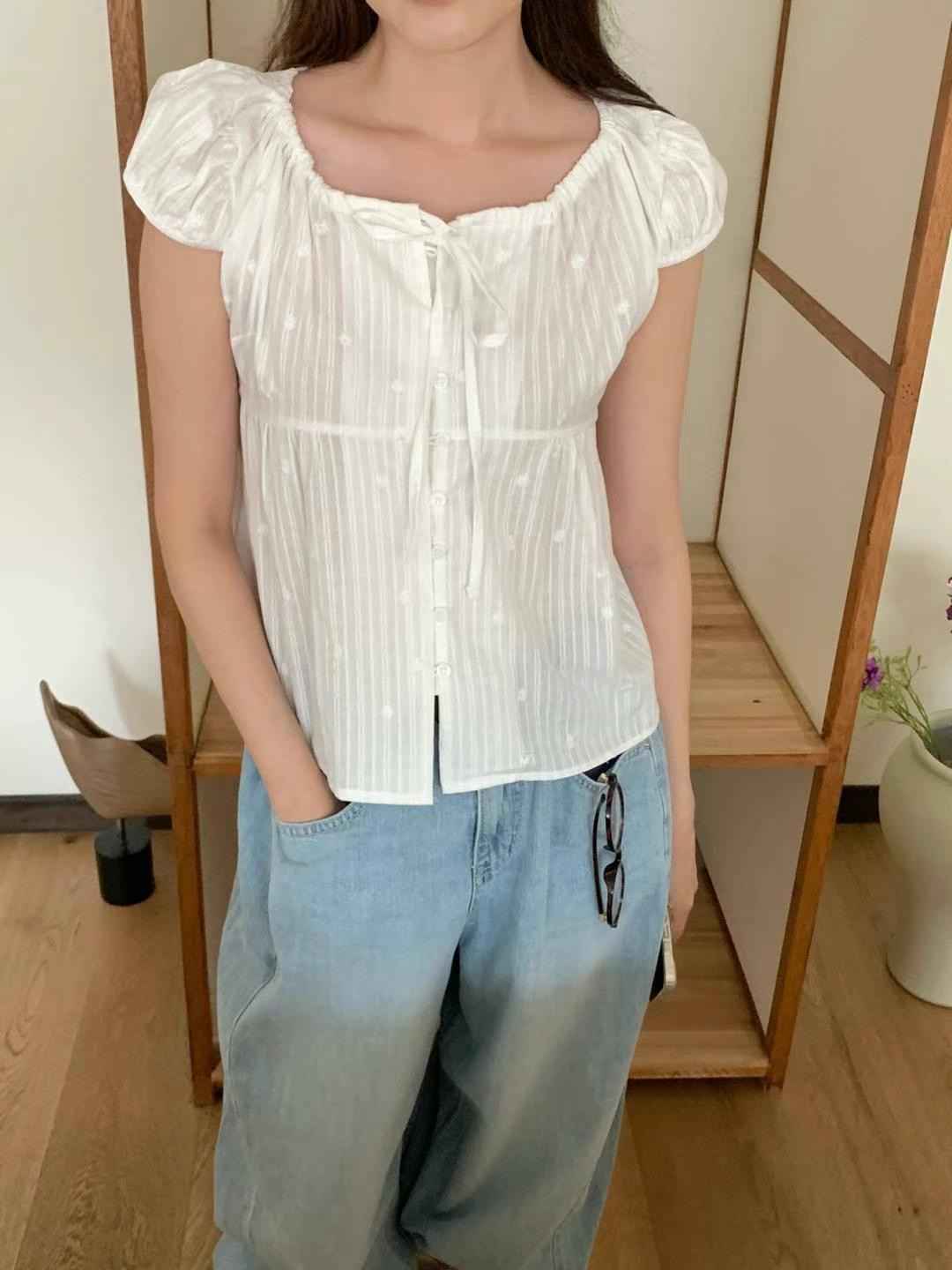 ONEMORETHING東大門㊣代購女裝新款25春夏真品人氣襯衫蕾絲衫ONEMORETHING襯衫/蕾絲衫