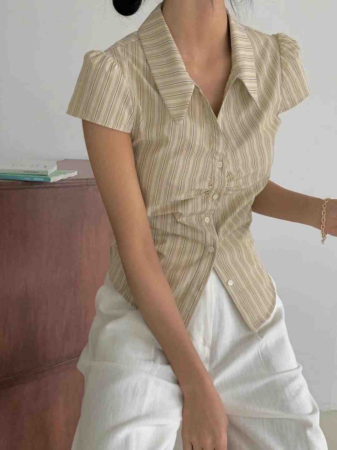 LIBERTE-OT東大門㊣實拍女裝新品25春夏熱賣時尚襯衫蕾絲衫RETHINK襯衫/蕾絲衫