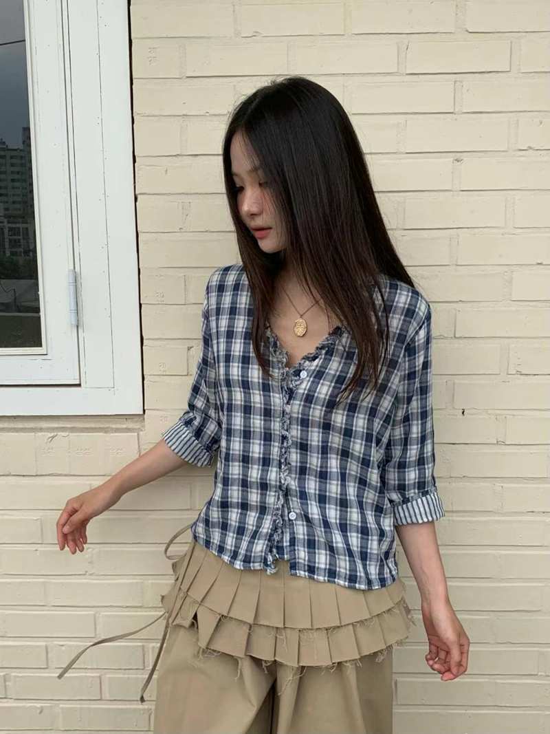 EXCUSE東大門㊣實拍女士新款25春夏熱賣真品人氣襯衫蕾絲衫EXCUSE襯衫/蕾絲衫