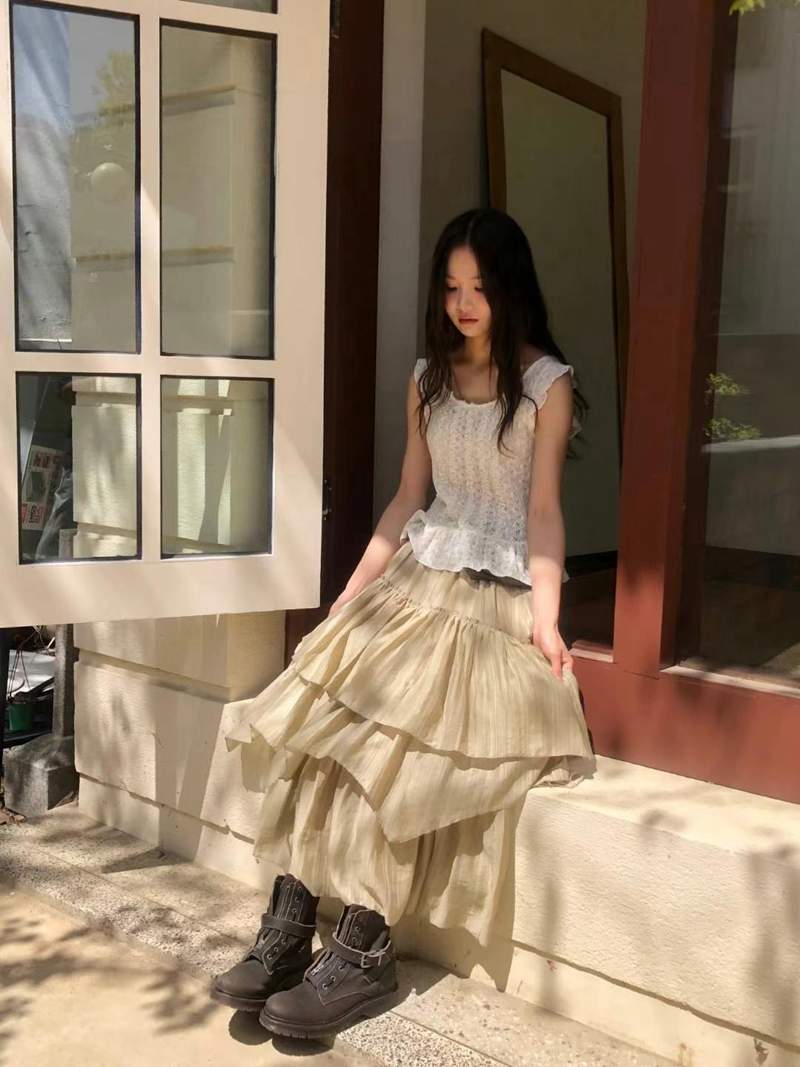EXCUSE韓國代購㊣女士新款職業休閑熱賣推薦人氣真品25春夏長裙EXCUSE長裙