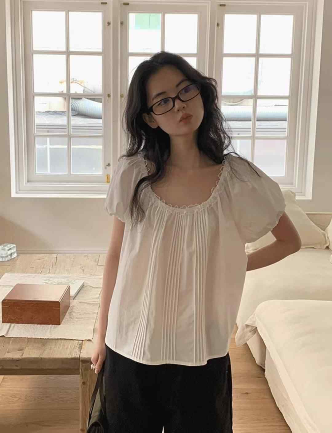 MELMEONT韓國直郵㊣女士新品真品25春夏休閑人氣襯衫蕾絲衫MELMEONT襯衫/蕾絲衫
