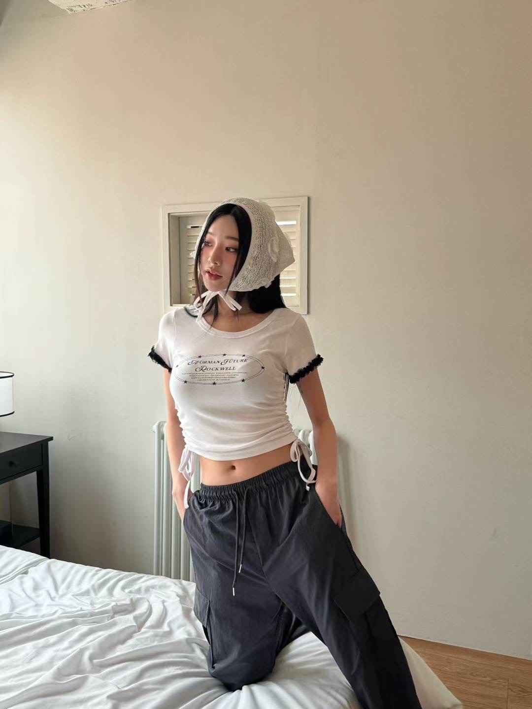 GISELE東大門㊣實拍女裝新款熱賣休閑推薦職業時尚T恤荷葉邊GISELET恤
