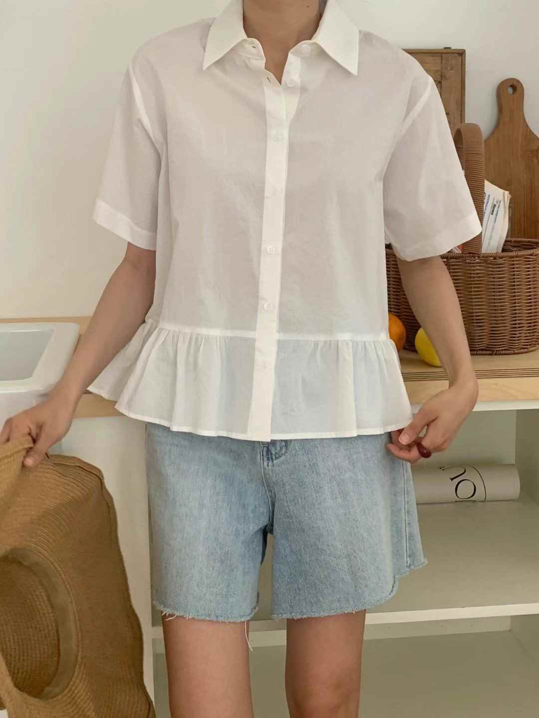 ACRE韓國代購㊣女裝新款真品人氣熱賣時尚休閑25春夏襯衫蕾絲衫ACRE襯衫/蕾絲衫