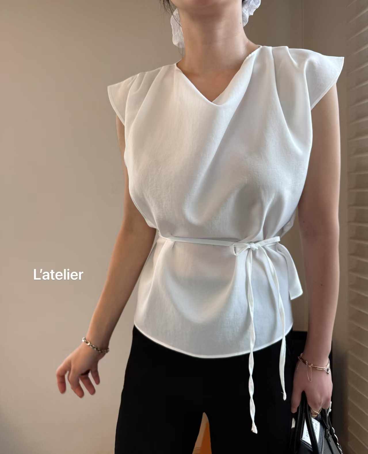 LATE LIER韓國直郵㊣女士新款休閑25春夏熱賣襯衫蕾絲衫披肩LATE LIER襯衫/蕾絲衫