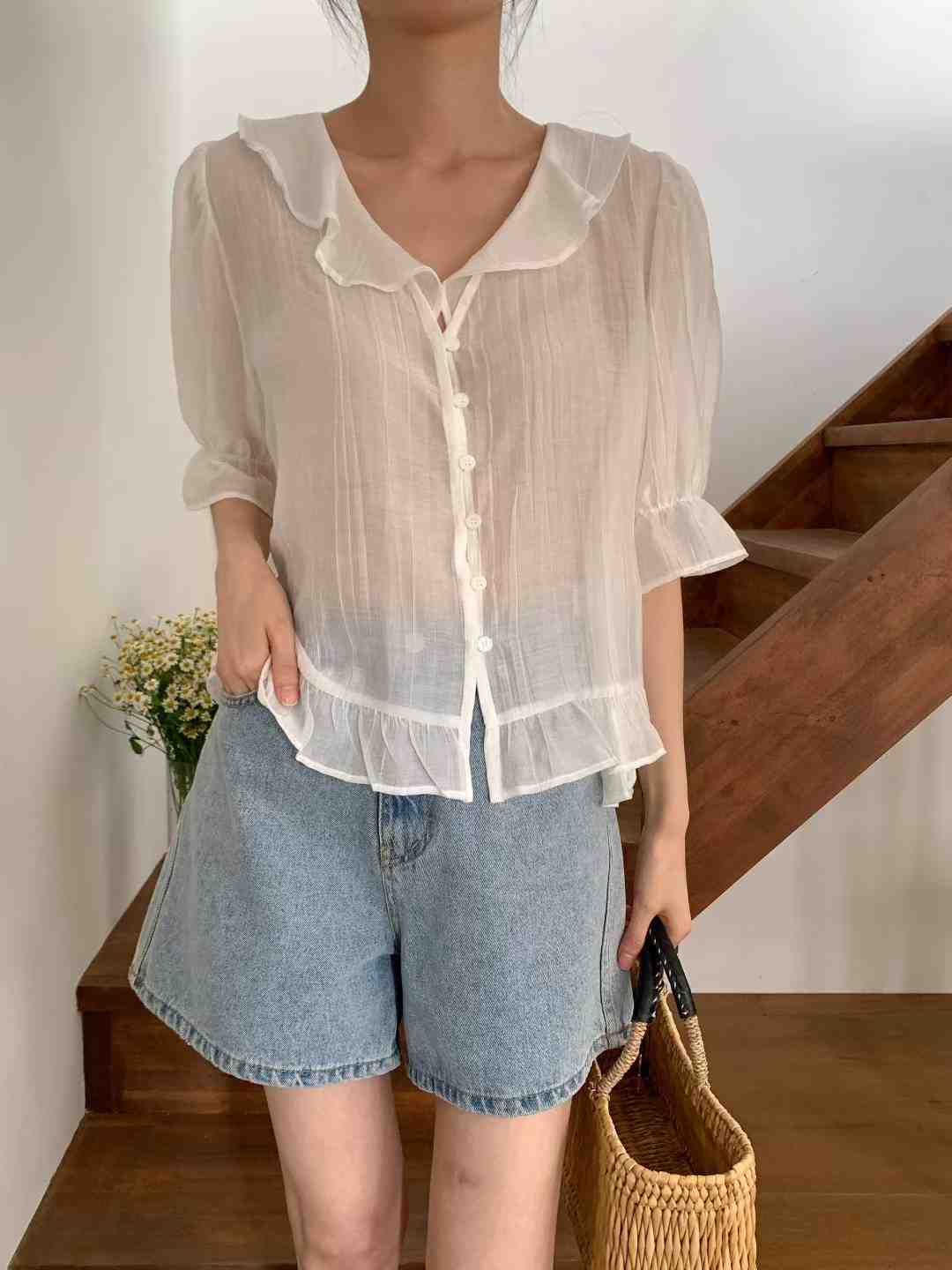 DADA東大門㊣直郵女裝新品時尚熱賣推薦25春夏人氣襯衫蕾絲衫DADA襯衫/蕾絲衫