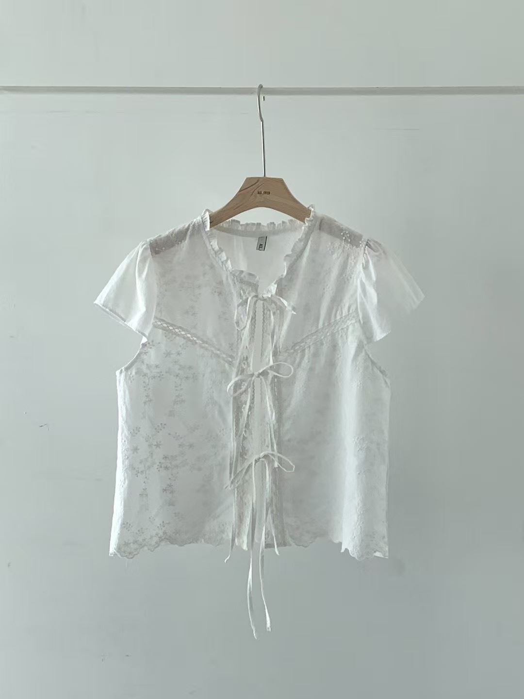 ALL OVER韓國代購㊣女士新款25春夏職業人氣真品襯衫蕾絲衫ALL OVER襯衫/蕾絲衫