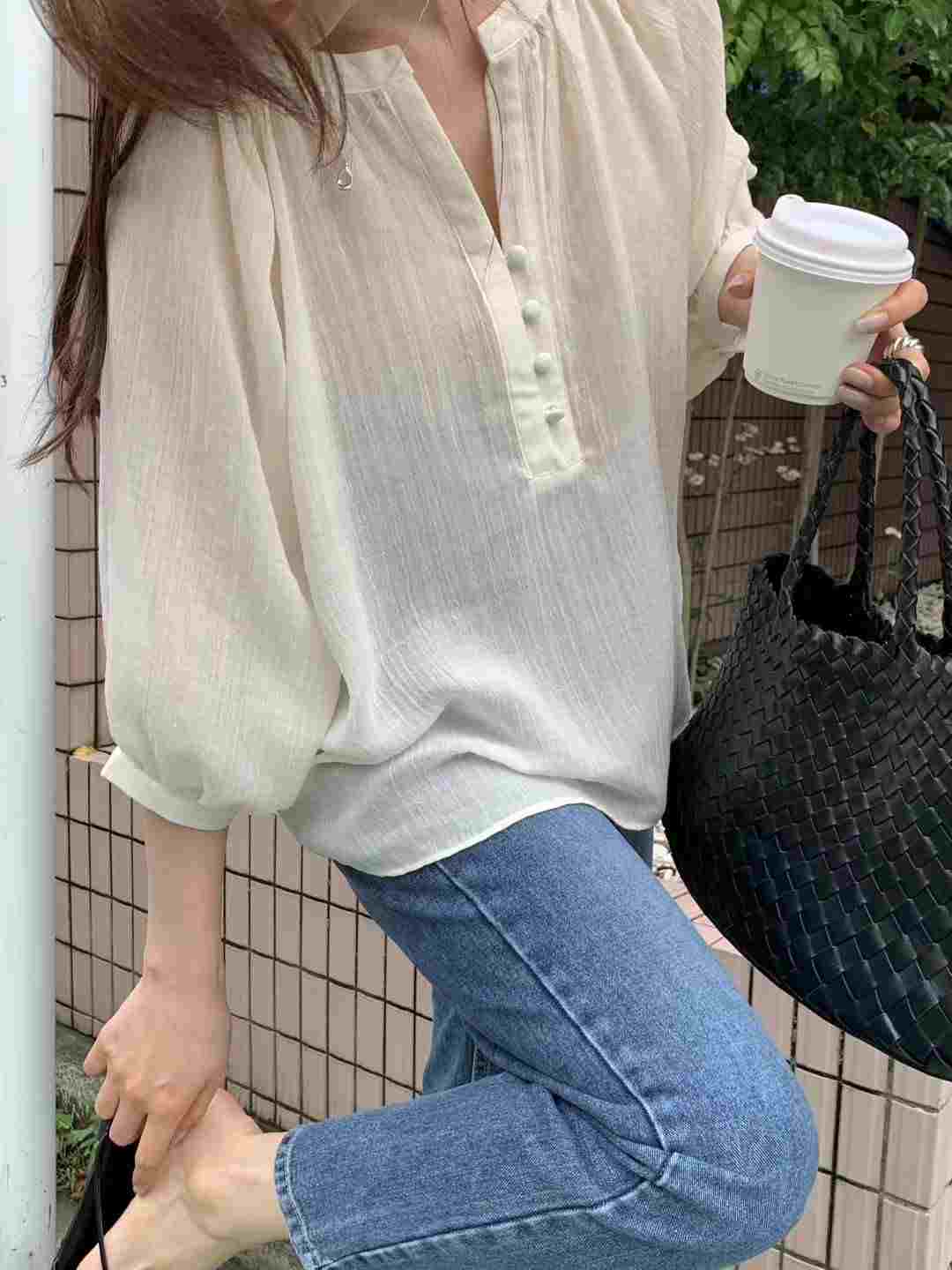 AT THIS MOMENT東大門㊣代購女裝新款職業真品襯衫蕾絲衫AT THIS MOMENT襯衫/蕾絲衫