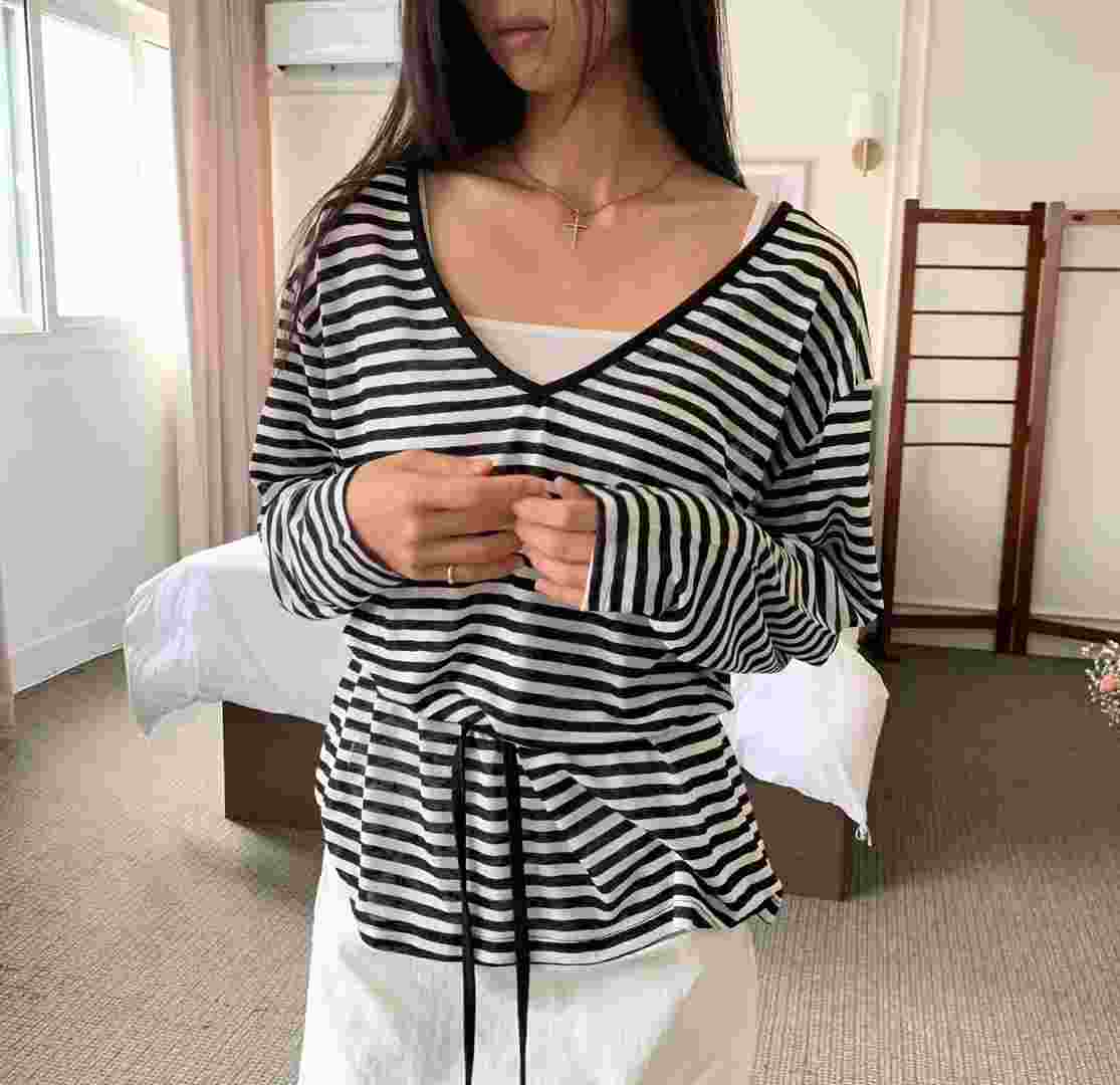 BIRTHDAY-OT韓國代購㊣女士新品25春夏休閑職業熱賣長袖T恤BIRTHDAY-OT長袖T恤