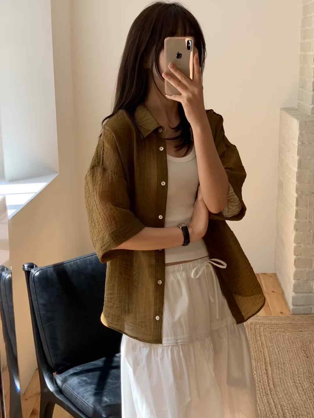 BERN韓國代購㊣女士新款時尚休閑真品熱賣推薦25春夏襯衫蕾絲衫BERN襯衫/蕾絲衫