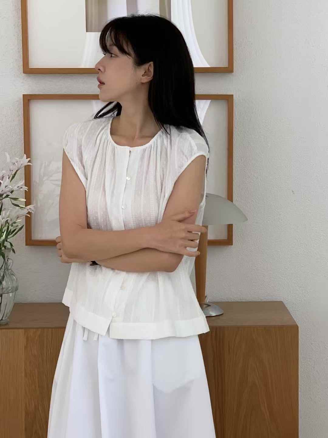 BERN韓國直郵㊣女士新款休閑25春夏時尚推薦熱賣襯衫蕾絲衫BERN襯衫/蕾絲衫