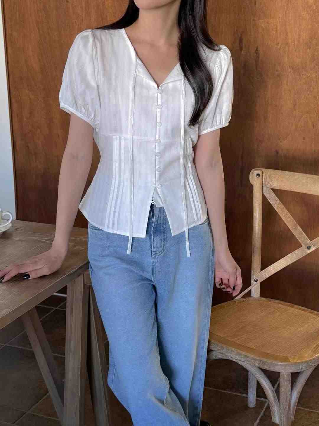 THE ORA東大門㊣直郵女士新品熱賣時尚休閑人氣襯衫蕾絲衫THE ORA襯衫/蕾絲衫
