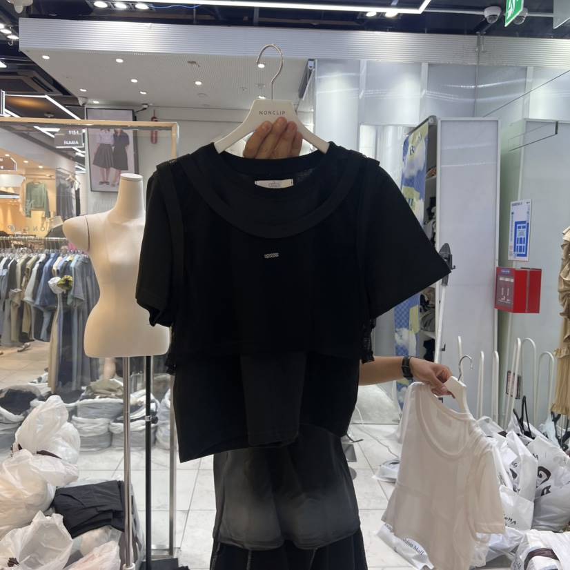 NON CLIP韓國代購㊣女裝新品休閑時尚推薦真品25春夏T恤假兩件NON CLIPT恤