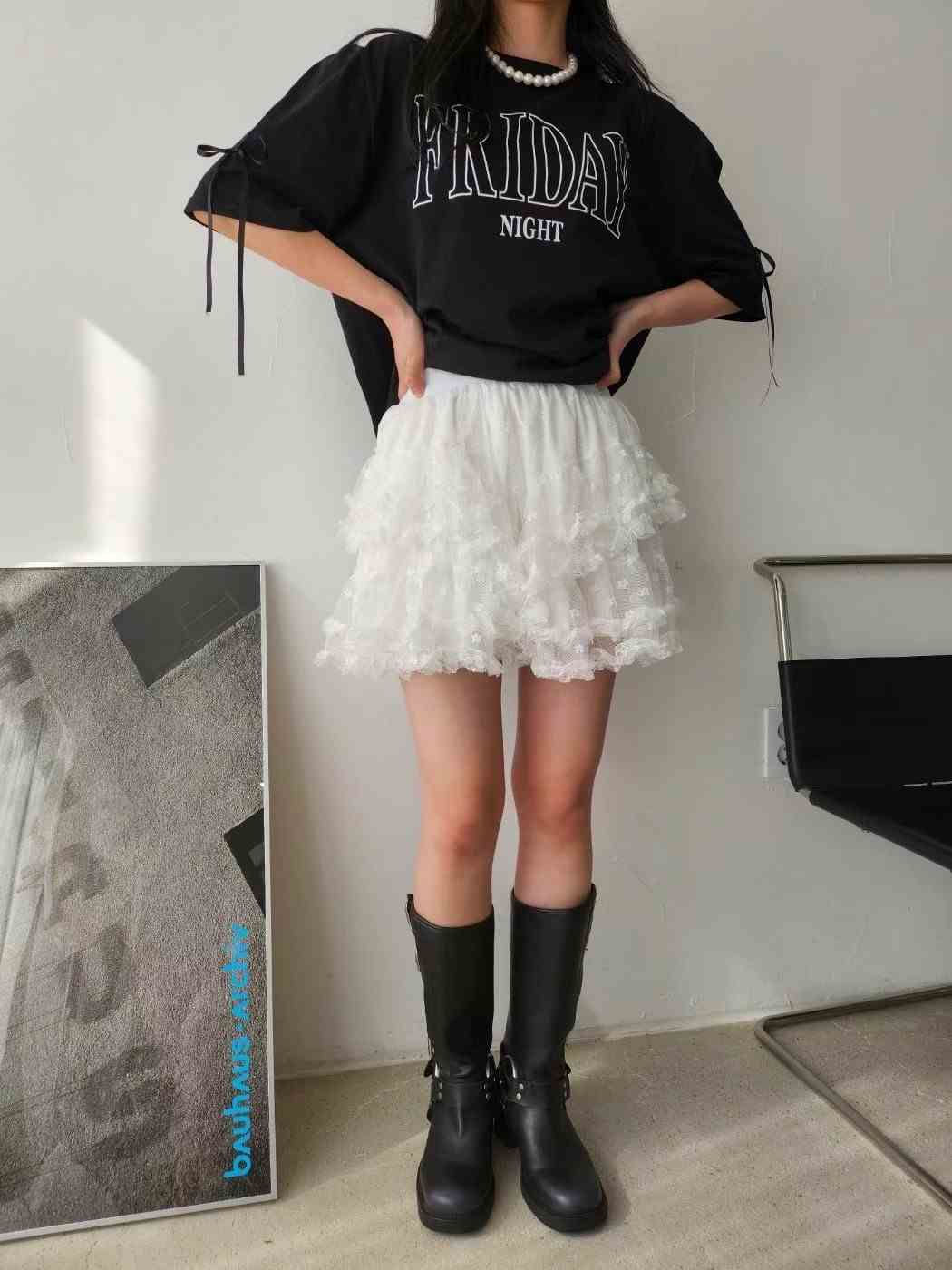 LAYERING韓國代購㊣女士新品休閑熱賣時尚推薦人氣短裙可愛的LAYERING短裙