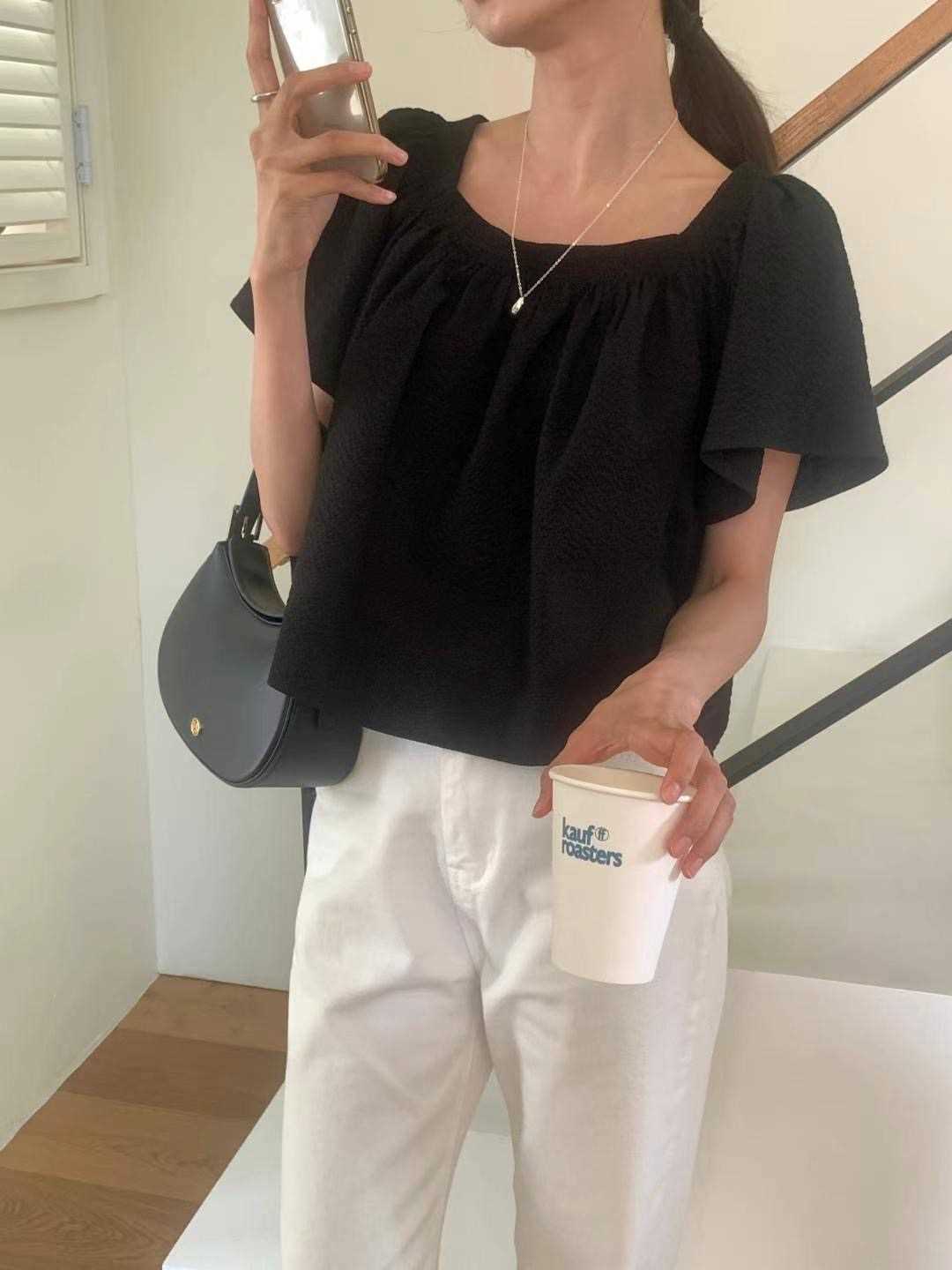 INOUF韓國直郵㊣女裝新款熱賣人氣職業時尚真品25春夏襯衫蕾絲衫INOUF/FLUTTER襯衫/蕾絲衫
