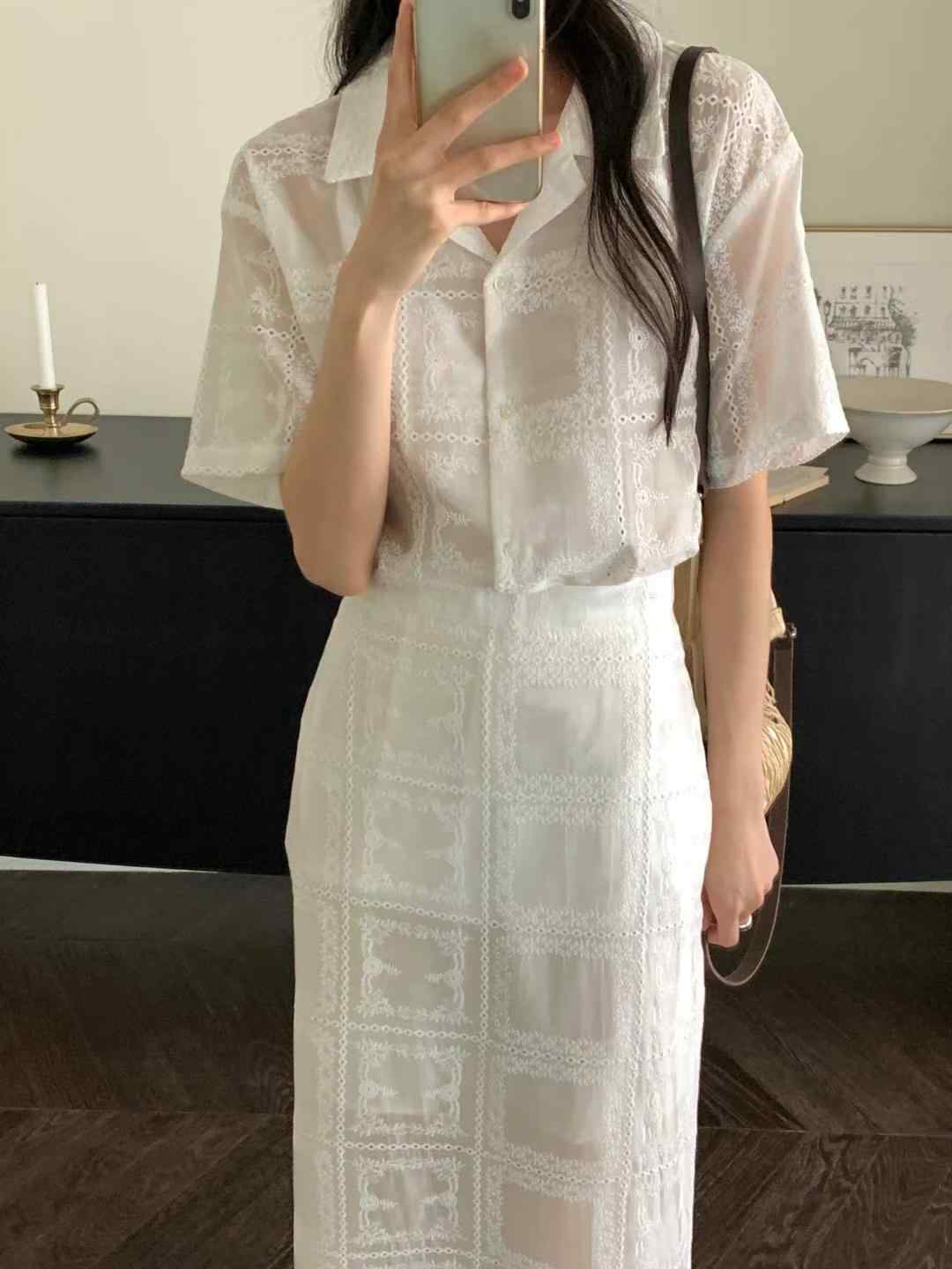 INOUF韓國直郵㊣女裝新款人氣推薦熱賣25春夏襯衫蕾絲衫刺繡INOUF/FLUTTER襯衫/蕾絲衫