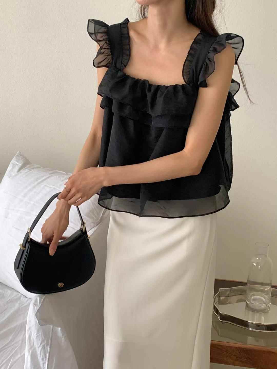 INOUF韓國直郵㊣女裝新品熱賣休閑25春夏推薦人氣職業吊帶背心INOUF/FLUTTER吊帶/背心