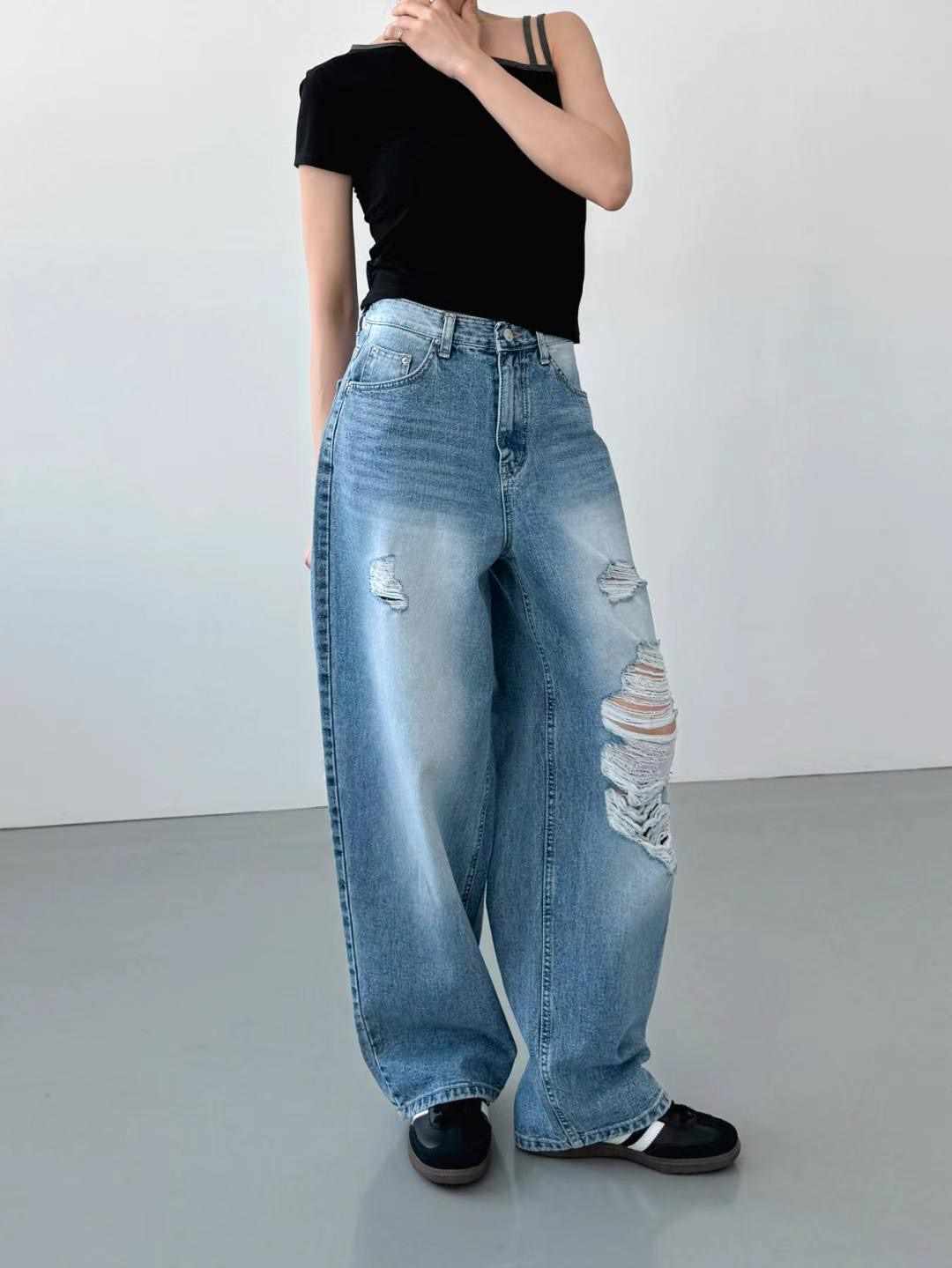 DOUBLEM東大門㊣直郵女裝新品時尚人氣休閑推薦熱賣25春夏牛仔褲DOUBLEM牛仔褲